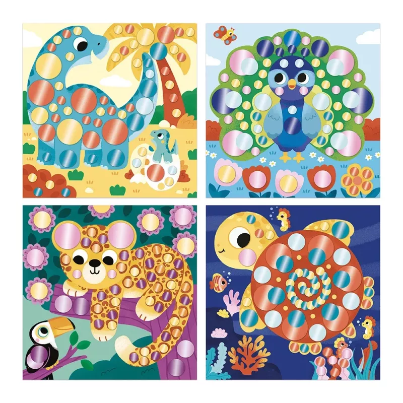 Janod My Arts & Crafts 3+ creatieve sticker kunstset met metallic ronde stickers