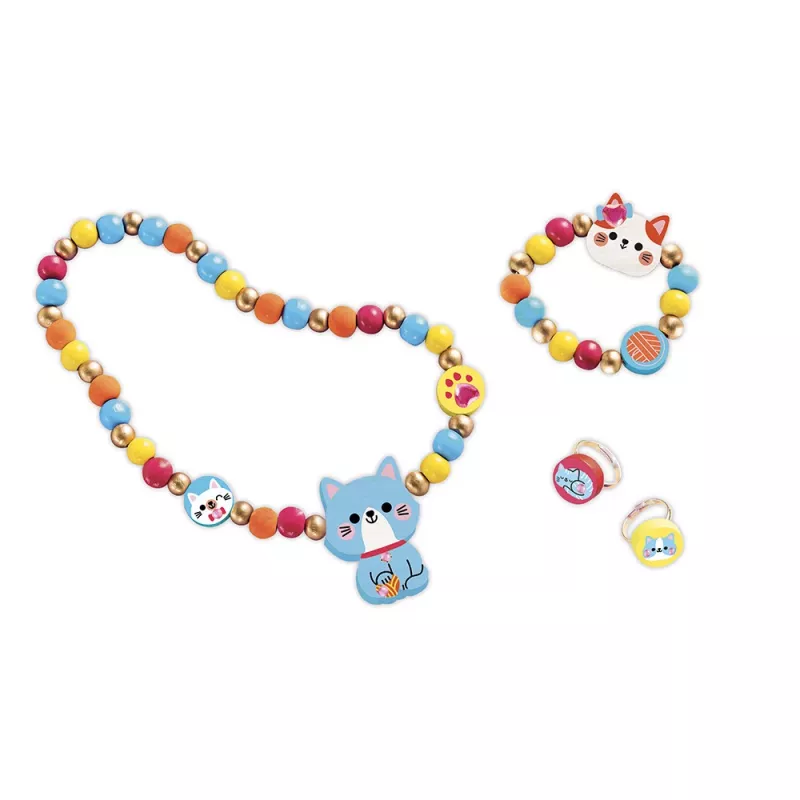 Janod DIY houten sieraden maken set kleine katten 4+