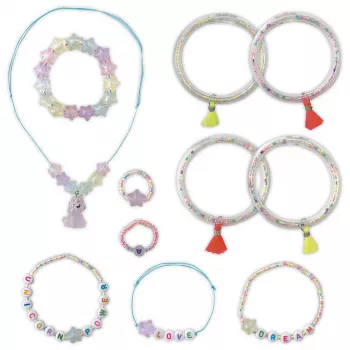 Janod Fluorescerende kralen sieraden maken set voor kinderen vanaf 6 jaar