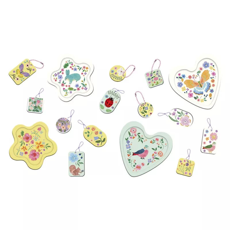Janod Creatieve set gieten en beschilderen 16 ornamenten bloementuin 7+