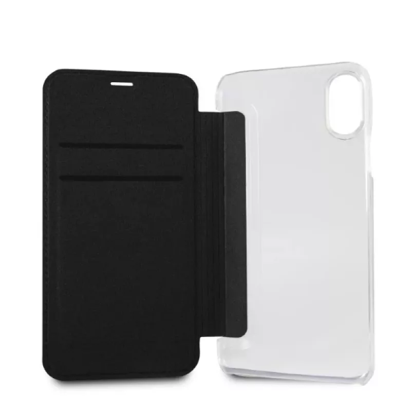Karl Lagerfeld KLFLBKPXKSB Signature Glitter bookcase voor iPhone X/Xs, zwart