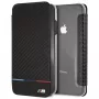BMW M Carbon Tricolor Stripe bookcase voor Apple iPhone XS Max - zwart
