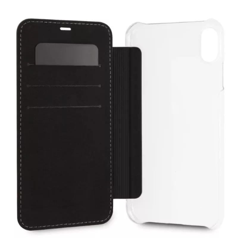 BMW M Carbon Tricolor Stripe bookcase voor Apple iPhone XS Max - zwart
