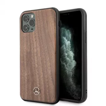 Mercedes-Benz Wood Line Walnut hardcase voor Apple iPhone 11 Pro Max - bruin