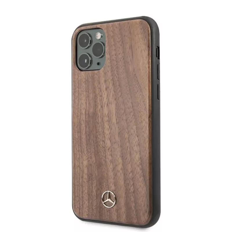 Mercedes-Benz Wood Line Walnut hardcase voor Apple iPhone 11 Pro Max - bruin