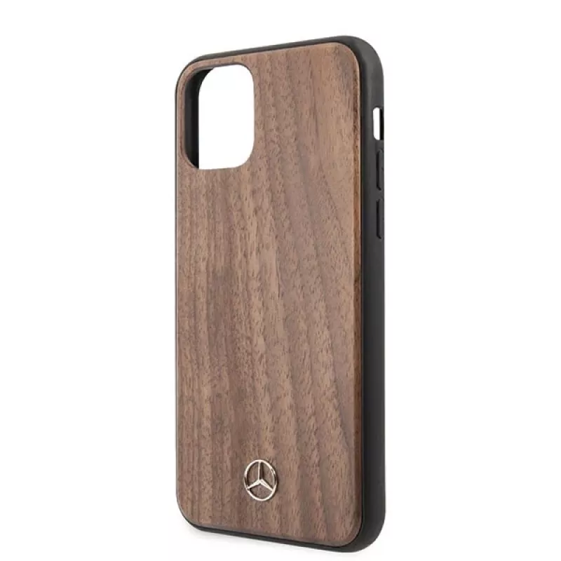 Mercedes-Benz Wood Line Walnut hardcase voor Apple iPhone 11 Pro Max - bruin