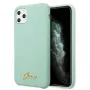 Guess GUHCN58LSLMGG iPhone 11 Pro groene siliconen hardcase met vintage gouden logo
