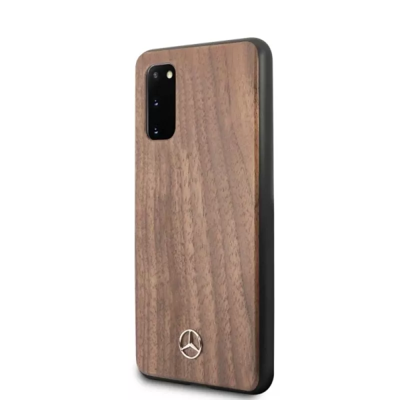 MERCEDES-BENZ Wood Line Walnut hardcase voor Samsung Galaxy S20 (SM-G980) - bruin