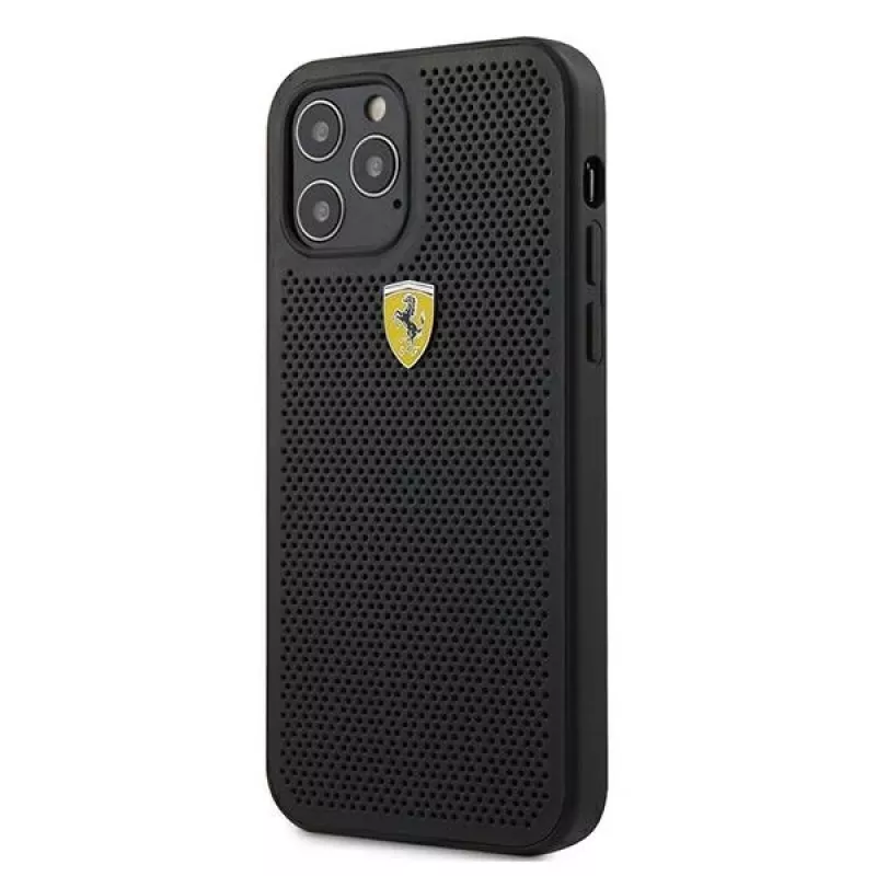 Ferrari FESPEHCP12MBK iPhone 12/12 Pro 6,1 inch Black Hardcase On Track Perforated