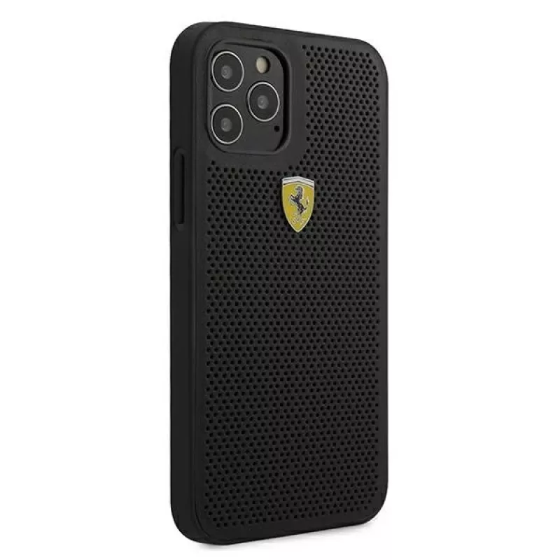 Ferrari FESPEHCP12MBK iPhone 12/12 Pro 6,1 inch Black Hardcase On Track Perforated