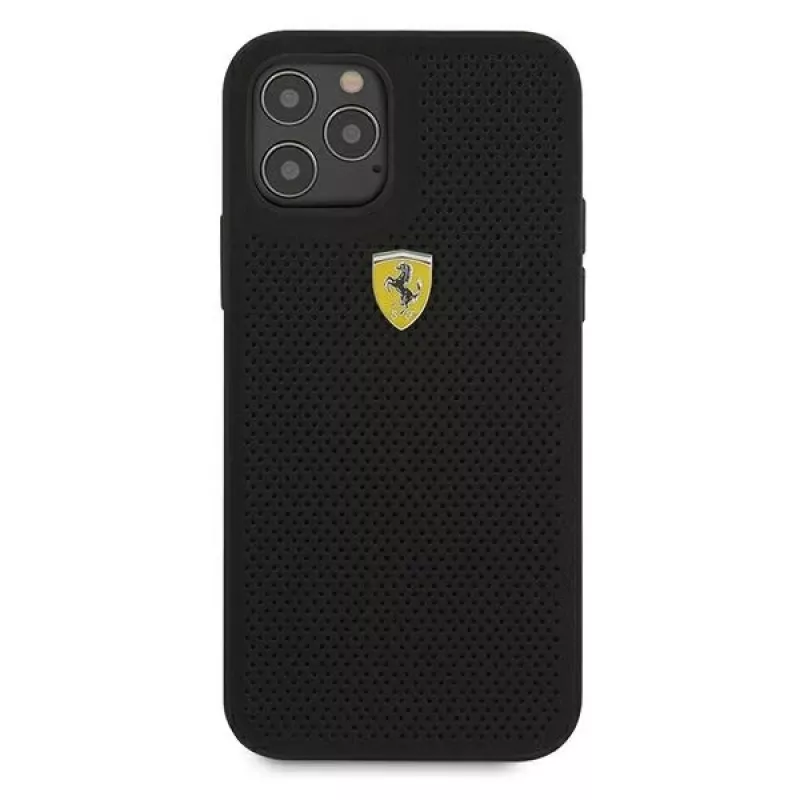 Ferrari FESPEHCP12LBK iPhone 12 Pro Max 6,7 inch hardcase On Track Perforated zwart