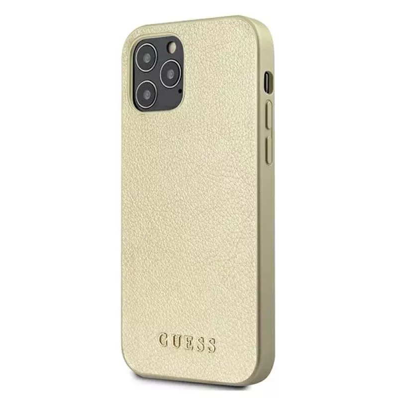 Guess GUHCP12LIGLGO Hardcase voor iPhone 12 Pro Max 6,7 inch Gold Iridescent