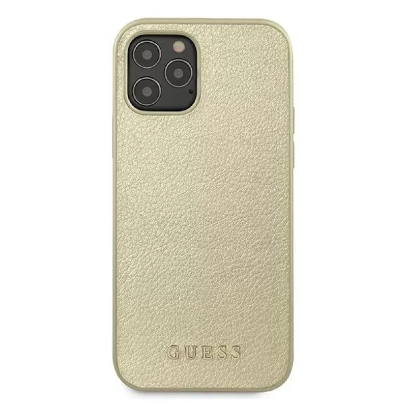 Guess GUHCP12LIGLGO Hardcase voor iPhone 12 Pro Max 6,7 inch Gold Iridescent