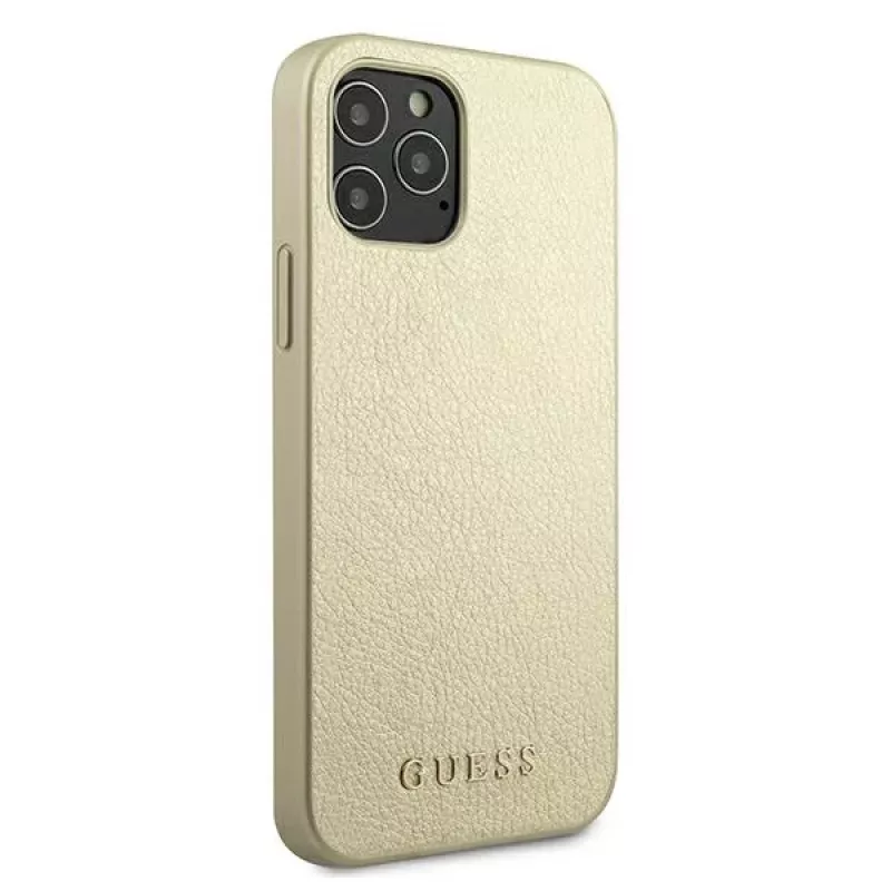 Guess GUHCP12LIGLGO Hardcase voor iPhone 12 Pro Max 6,7 inch Gold Iridescent