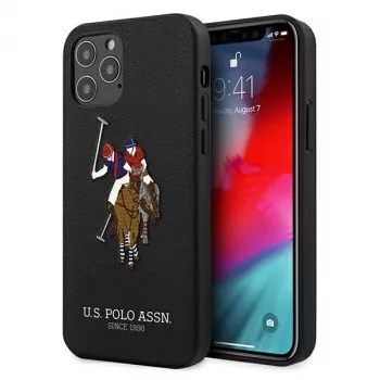 U.S. POLO ASSN. USHCP12MPUGFLBK iPhone 12/12 Pro 6.1 zwarte Polo Embroidery Collection achterkantcover