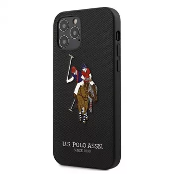 U.S. POLO ASSN. USHCP12MPUGFLBK iPhone 12/12 Pro 6.1 zwarte Polo Embroidery Collection achterkantcover