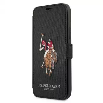 U.S. POLO ASSN. Polo Embroidery Collection Book Case voor iPhone 12/12 Pro 6,1 inch zwart