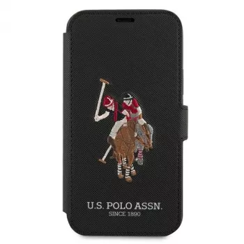 U.S. POLO ASSN. Polo Embroidery Collection Book Case voor iPhone 12/12 Pro 6,1 inch zwart