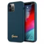 Guess GUHCP12LLSLMGBL Metal Logo Script hard case voor Apple iPhone 12 Pro Max, blauw