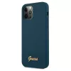 Guess GUHCP12LLSLMGBL Metal Logo Script hard case voor Apple iPhone 12 Pro Max, blauw