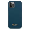 Guess GUHCP12LLSLMGBL Metal Logo Script hard case voor Apple iPhone 12 Pro Max, blauw