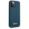 Guess GUHCP12LLSLMGBL Metal Logo Script hard case voor Apple iPhone 12 Pro Max, blauw