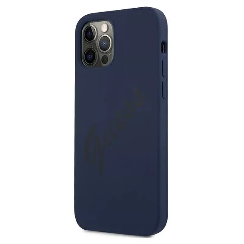 Guess Script Vintage hard case voor Apple iPhone 12 / iPhone 12 Pro 6,1 inch blauw