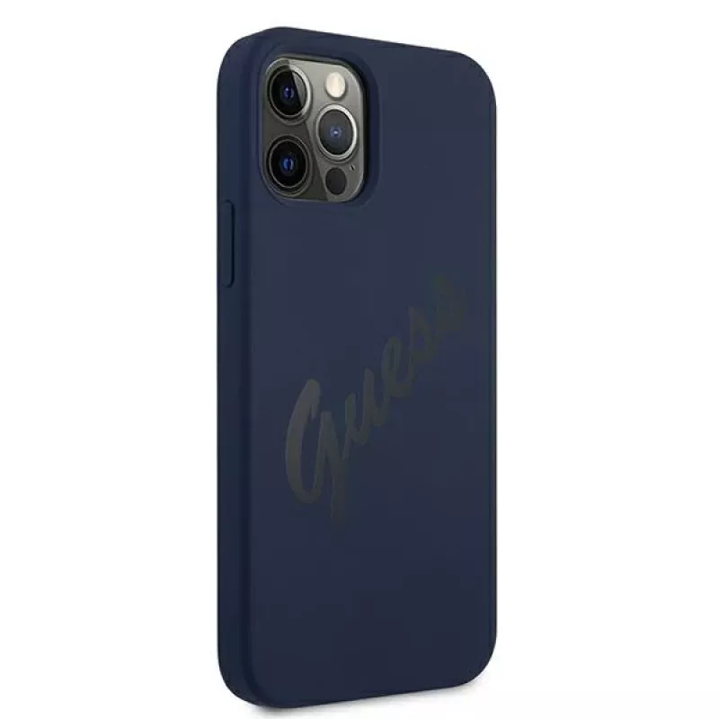 Guess Script Vintage hard case voor Apple iPhone 12 / iPhone 12 Pro 6,1 inch blauw