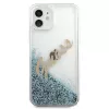 Guess Glitter Vintage Script hard case voor Apple iPhone 12 mini - blauw