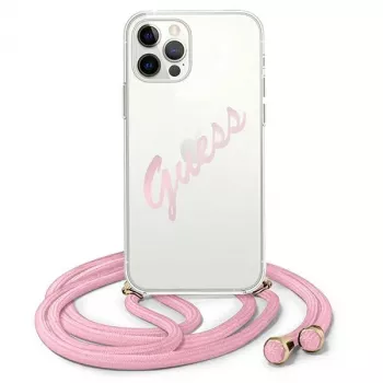 Guess Script Vintage hard case voor iPhone 12 / 12 Pro 6,1 inch - roze