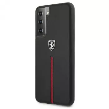 Ferrari FEOSIHCS21SBK Off Track leer nylon streep hardshell voor Samsung Galaxy S21 (G991) - zwart