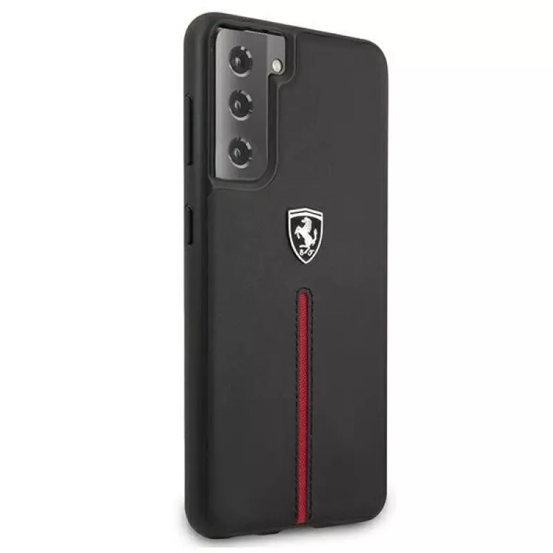 Ferrari FEOSIHCS21MBK S21+ G996 zwarte hardcase Off Track leer nylon streep