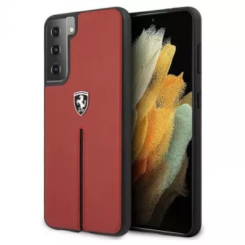 Ferrari FEOSIHCS21MRE S21+ G996 rode hard case Off Track leer nylon streep voor Samsung Galaxy S21+