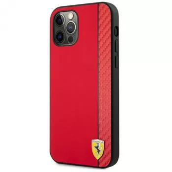 Ferrari FESAXHCP12LRE iPhone 12 Pro Max 6,7 inch rode hardcase On Track Carbon Streep