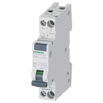 Siemens 5SV13166KK16 RCBO 2-polig 16 A 30 mA, B-karakteristiek, type A, 6 kA