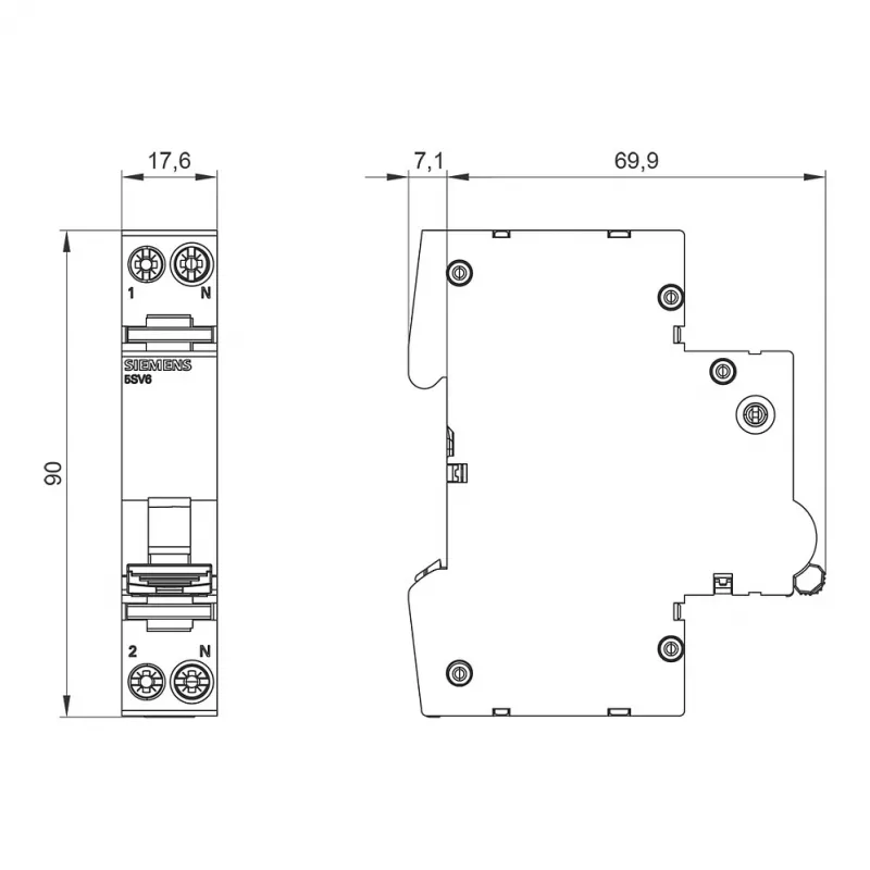 Siemens 5SV6016-6KK16 AFDD/MCB Combitoestel B16 2-polig 230V 1TE