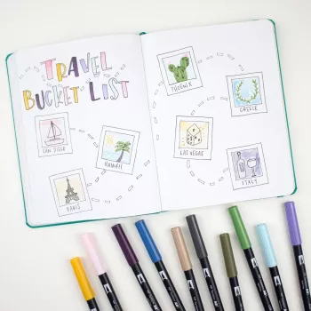 Tombow ABT-6P-4 Dual Brush Pen set - 6 pennen - fine & brush punt - meerkleurig - rond