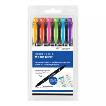 Tombow MONO Edge highlighter pen set - beitel- en kogelpunt 3,8mm 0,8mm lijn diverse (6 pennen)