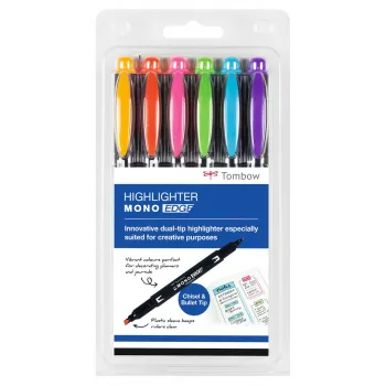 Tombow MONO Edge highlighter pen set - beitel- en kogelpunt 3,8mm 0,8mm lijn diverse (6 pennen)