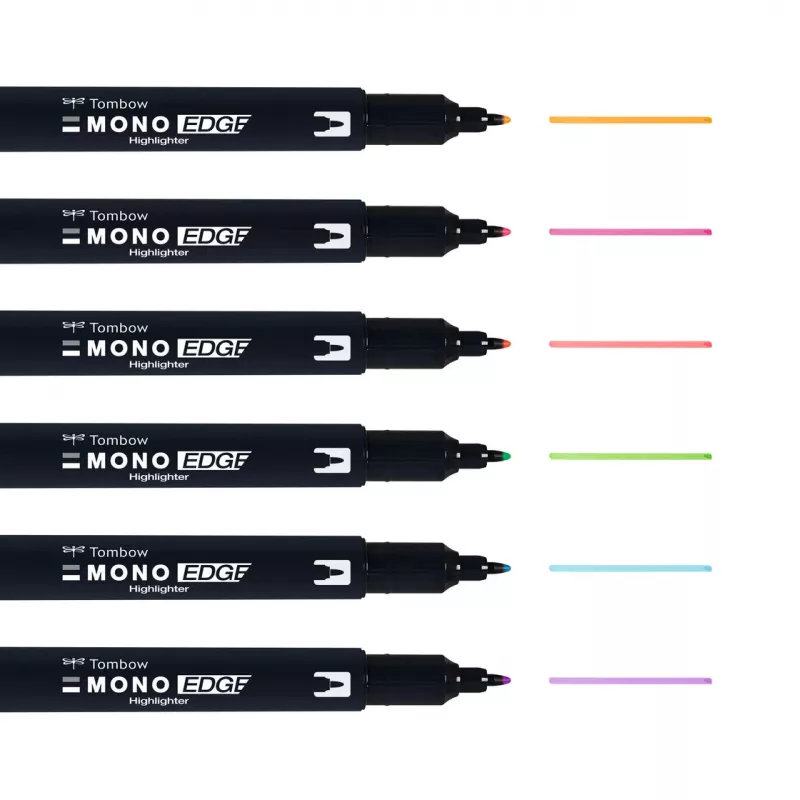 Tombow MONO Edge highlighter pen set - beitel- en kogelpunt 3,8mm 0,8mm lijn diverse (6 pennen)