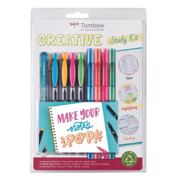 Tombow The Creative Study Kit inclusief 4 Reporter balpennen en 4 Mono Edge markeerstiften