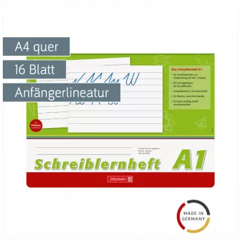 BRUNNEN schrijfleerboek A4q 16 vel gelinieerd zonder rand - A1