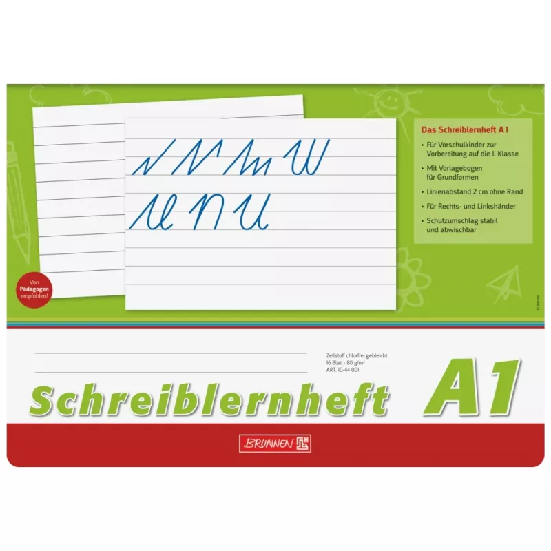 BRUNNEN schrijfleerboek A4q 16 vel gelinieerd zonder rand - A1