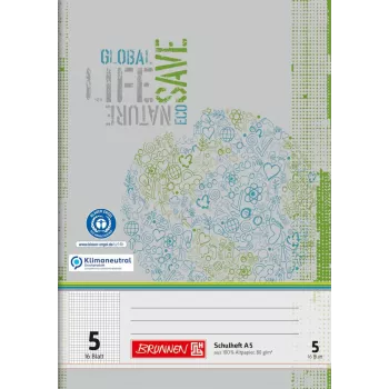BRUNNEN recycling schrift Lineatur 5 geruit zonder rand