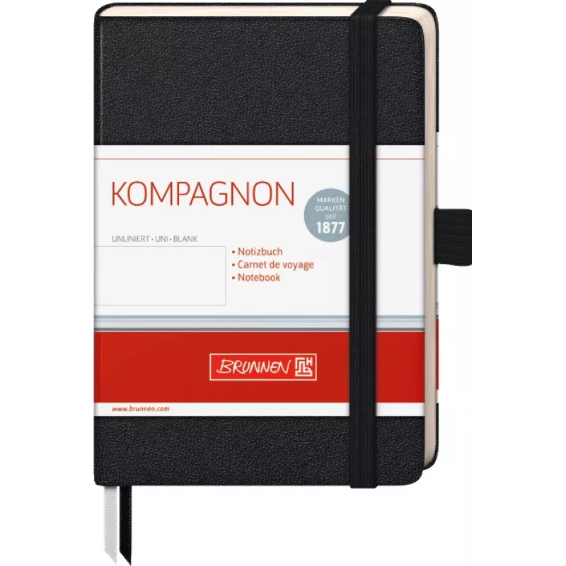 BRUNNEN KOMPAGNON notitieboek A6 blanco 192 pagina's hardcover zwart