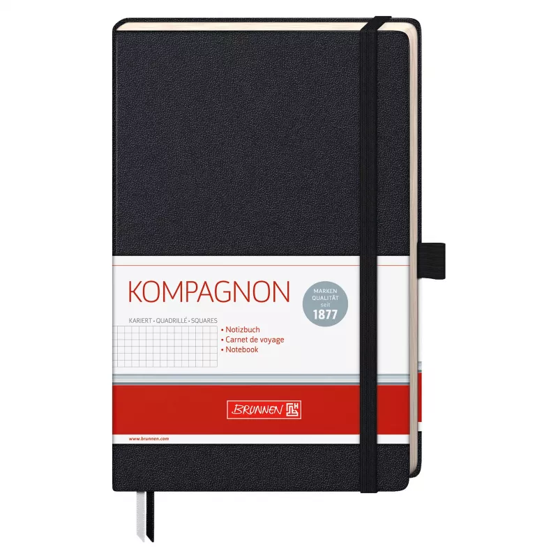 BRUNNEN KOMPAGNON notitieboek A5 geruit zwart 96 blad