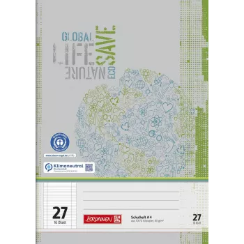 BRUNNEN recycling schrift A4 liniatuur 27 gelinieerd met binnen- en buitenkantlijn - 32 pagina's