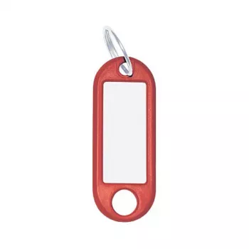 WEDO sleutelring met etiket, diameter: 18 mm, rood plastic, met wit beschrijfbaar verwisselbaar inzetstuk (262 101802)
