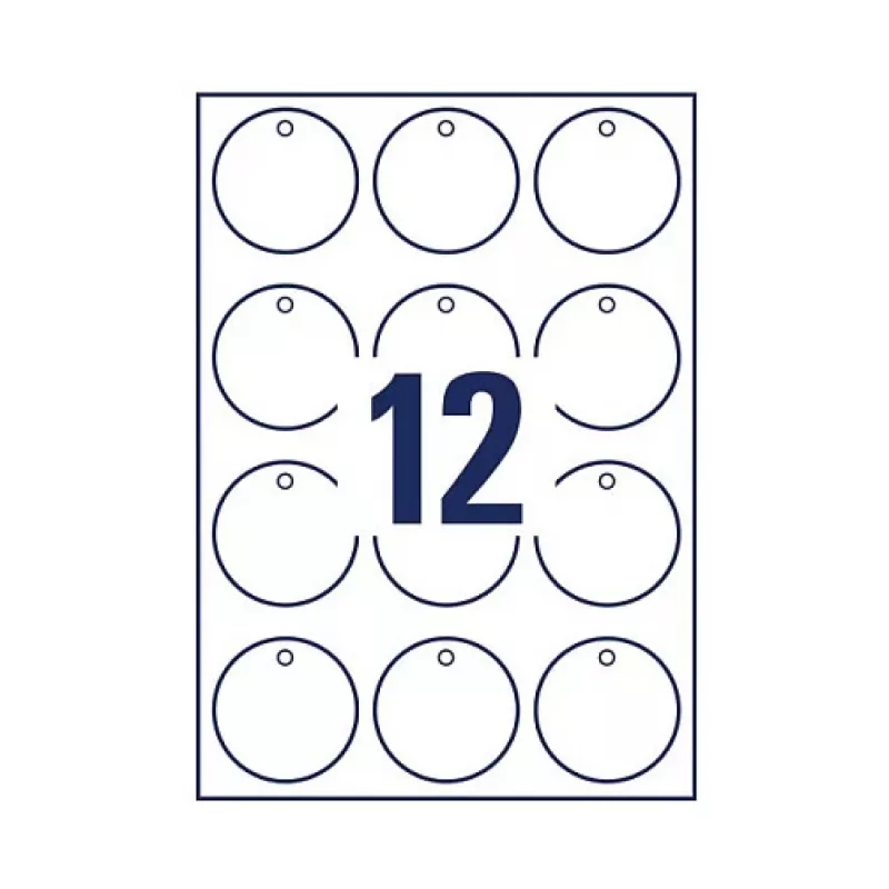 Avery Zweckform T3004-10 niet-hechtende ronde etiketten, polyester, wit, 60 mm, 120 etiketten
