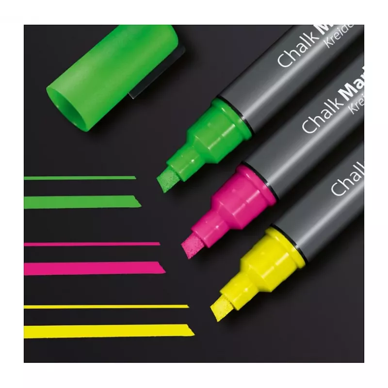 SIGEL Liquid Chalk Marker set op waterbasis uitwisbaar roze groen geel 3-pack